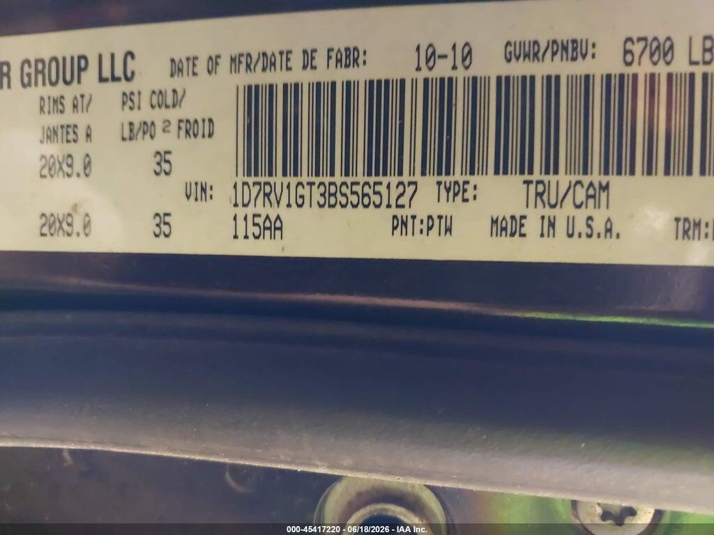 1D7RV1GT3BS565127 2011 RAM RAM 1500 photo no. 9