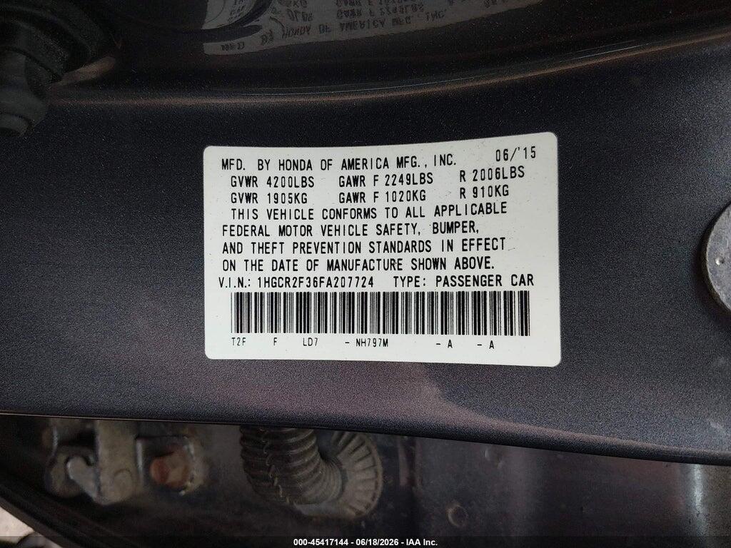 1HGCR2F36FA207724 2015 HONDA ACCORD photo no. 9