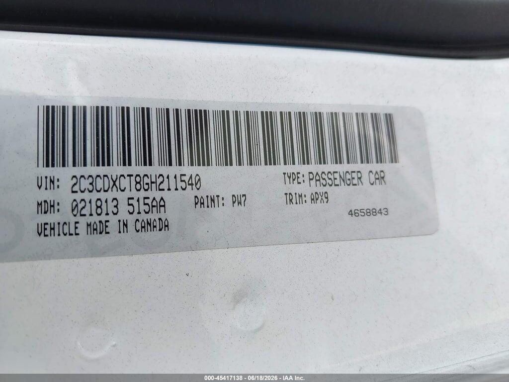 2C3CDXCT8GH211540 2016 DODGE CHARGER photo no. 9