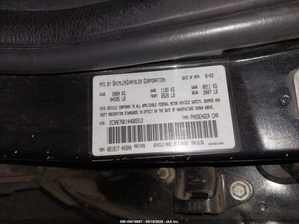 2C3AE76K14H685512 2004 CHRYSLER 300M photo no. 9