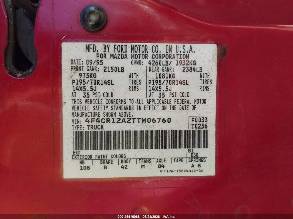 4F4CR12A2TTM06760 1996 MAZDA B2300 photo no. 9