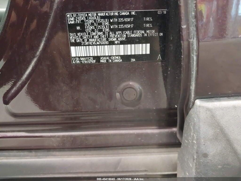 2T3RFREV6JW760090 2018 TOYOTA RAV4 photo no. 9
