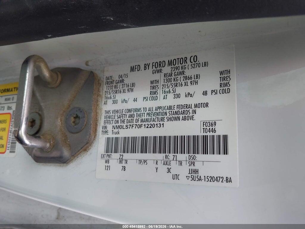 NM0LS7F70F1220131 2015 FORD TRANSIT CONNECT photo no. 9