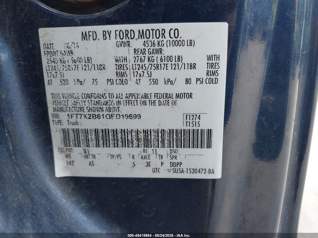 1FT7X2B61GED19699 2016 FORD F-250 photo no. 9