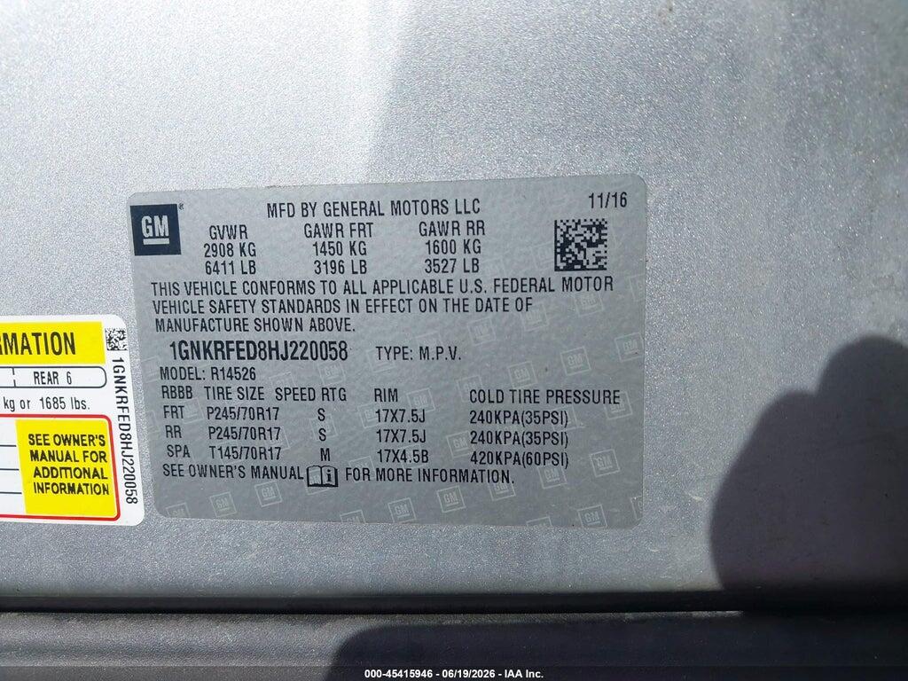 1GNKRFED8HJ220058 2017 CHEVROLET TRAVERSE photo no. 9