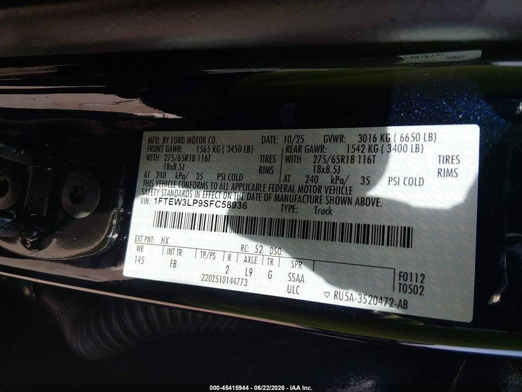 1FTEW3LP9SFC58936 2025 FORD F-150 photo no. 9