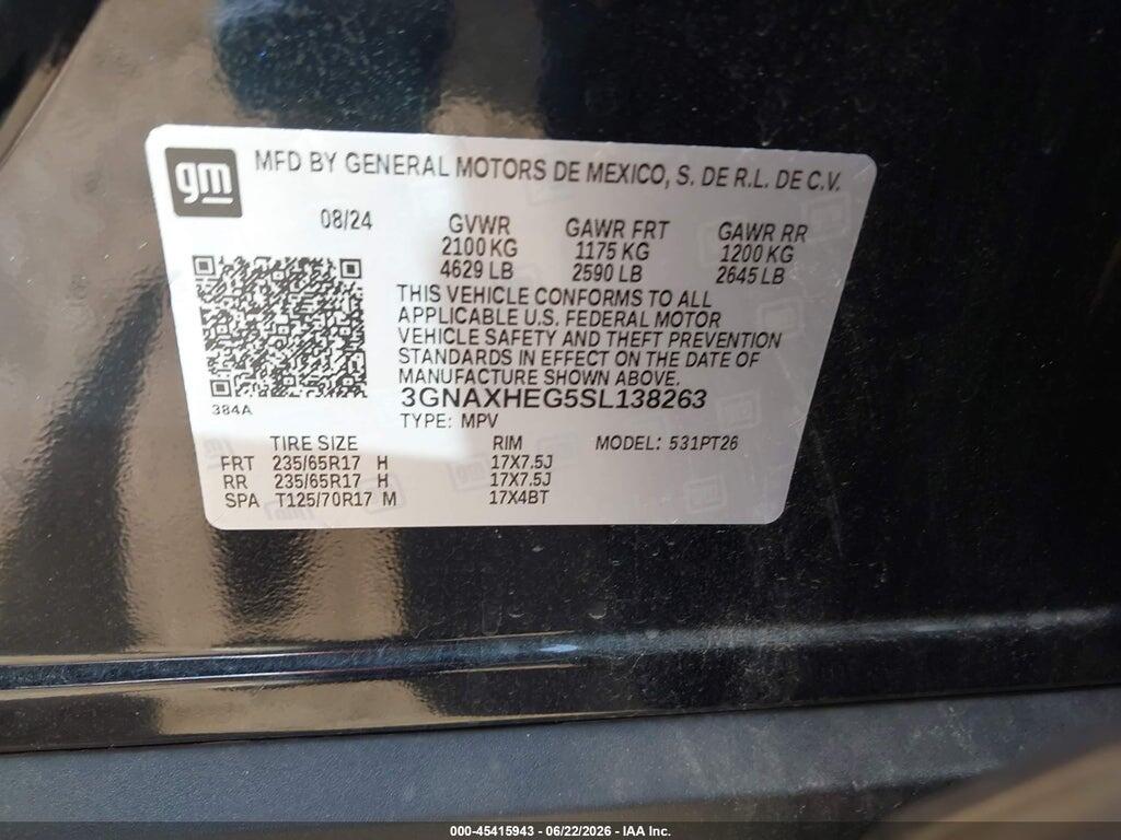3GNAXHEG5SL138263 2025 CHEVROLET EQUINOX photo no. 9