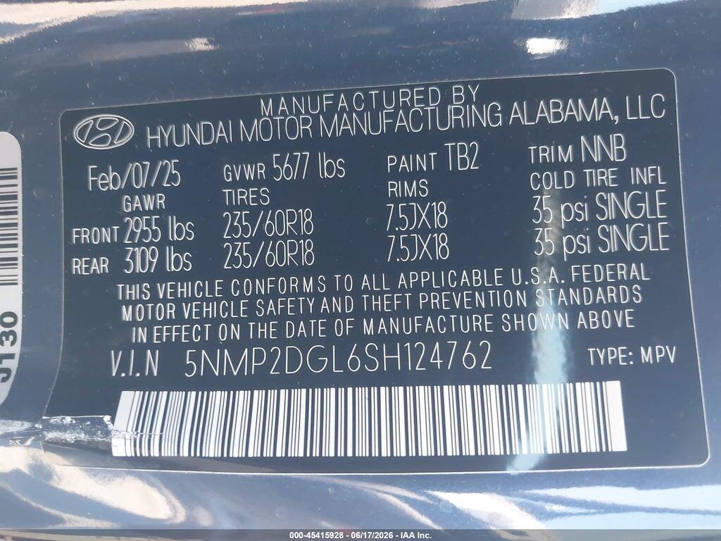 5NMP2DGL6SH124762 2025 HYUNDAI SANTA FE photo no. 9