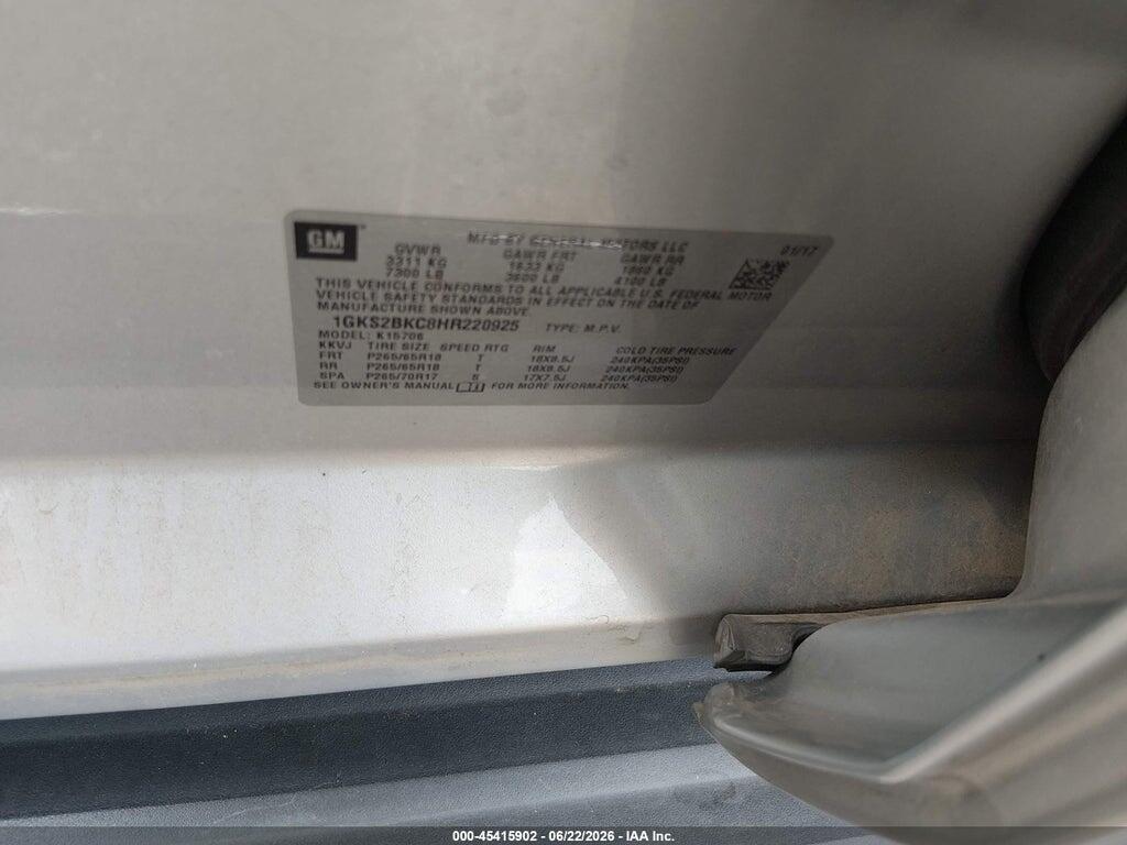 1GKS2BKC8HR220925 2017 GMC YUKON photo no. 9