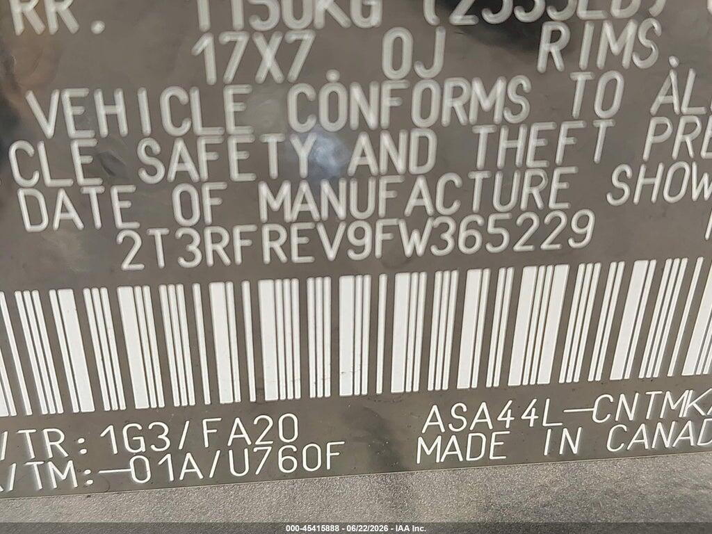 2T3RFREV9FW365229 2015 TOYOTA RAV4 photo no. 9