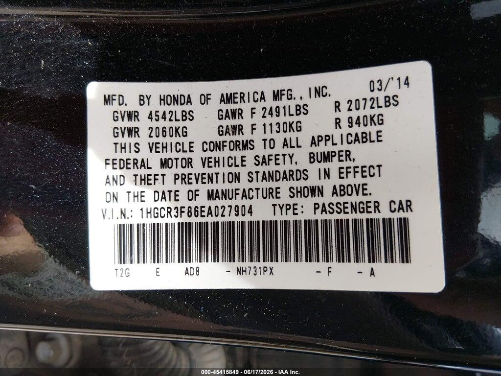 1HGCR3F86EA027904 2014 HONDA ACCORD photo no. 9