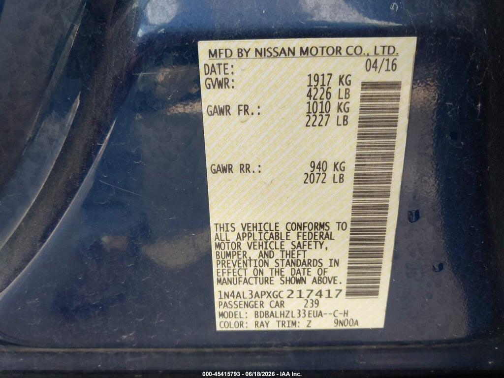 1N4AL3APXGC217417 2016 NISSAN ALTIMA photo no. 9