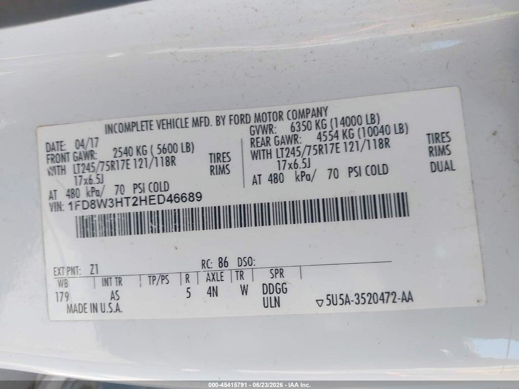 1FD8W3HT2HED46689 2017 FORD F-350 CHASSIS photo no. 9