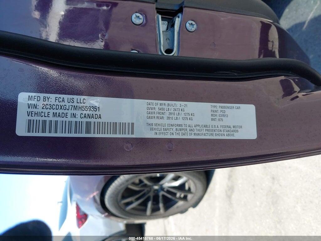 2C3CDXGJ7MH559351 2021 DODGE CHARGER photo no. 9