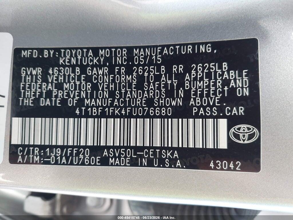 4T1BF1FK4FU076680 2015 TOYOTA CAMRY photo no. 9