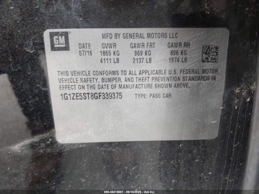 1G1ZE5ST8GF339375 2016 CHEVROLET MALIBU photo no. 9