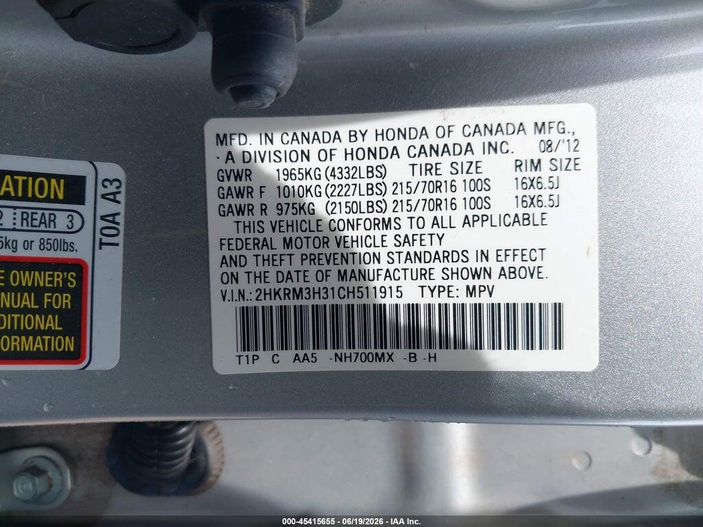 2HKRM3H31CH511915 2012 HONDA CR-V photo no. 9