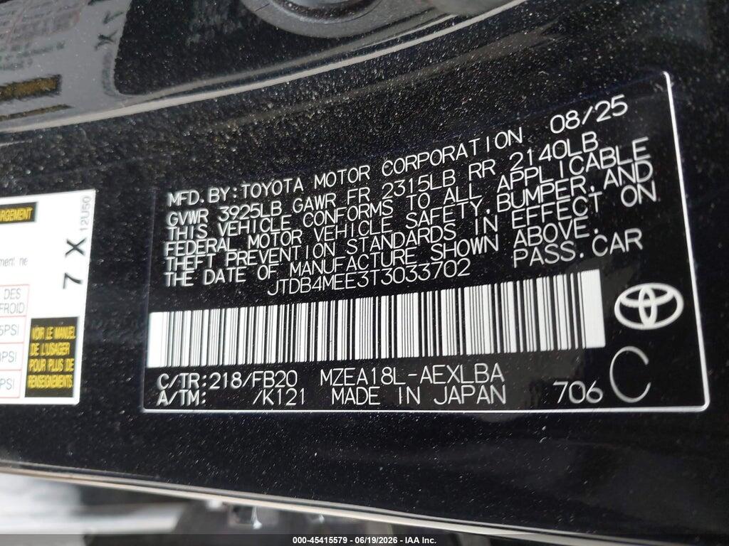 JTDB4MEE3T3033702 2026 TOYOTA COROLLA photo no. 9