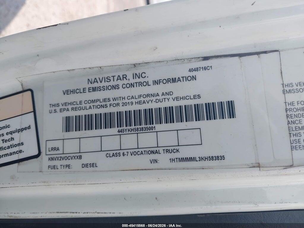 1HTMMMML3KH583835 2019 INTERNATIONAL DURASTAR 4300 photo no. 8