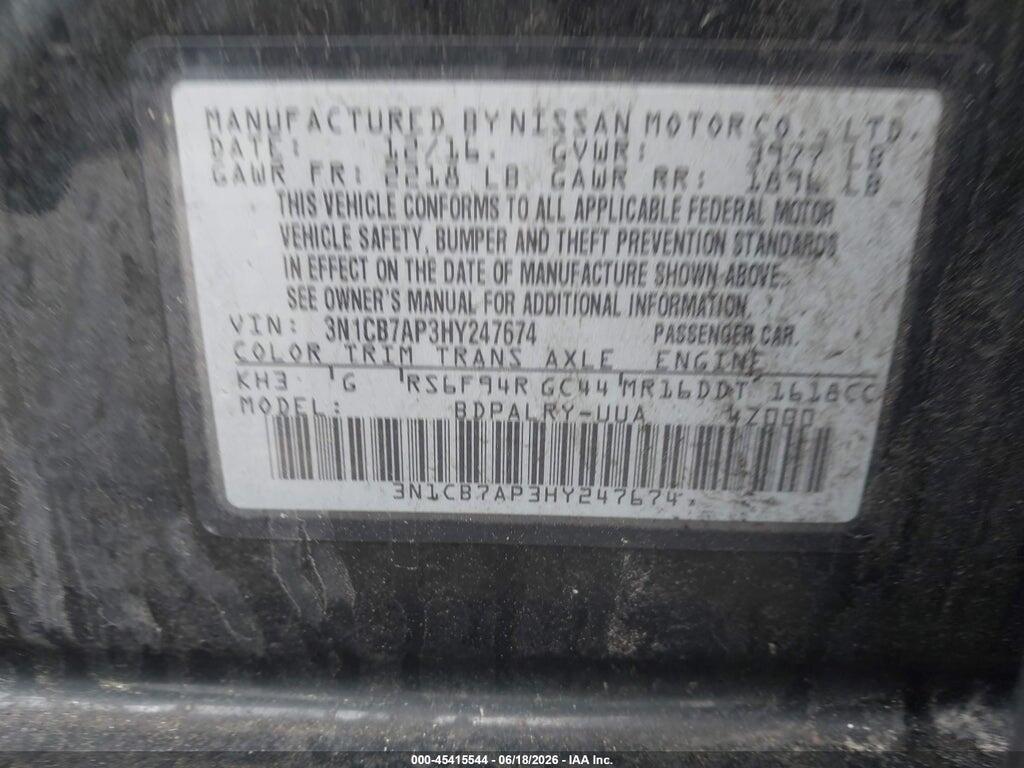 3N1CB7AP3HY247674 2017 NISSAN SENTRA photo no. 9