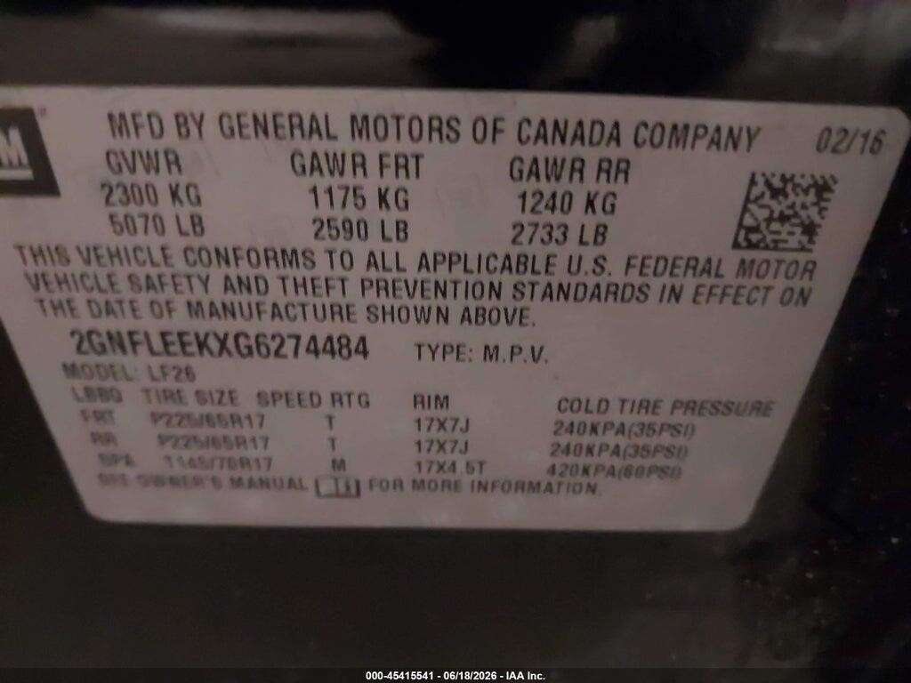 2GNFLEEKXG6274484 2016 CHEVROLET EQUINOX photo no. 9