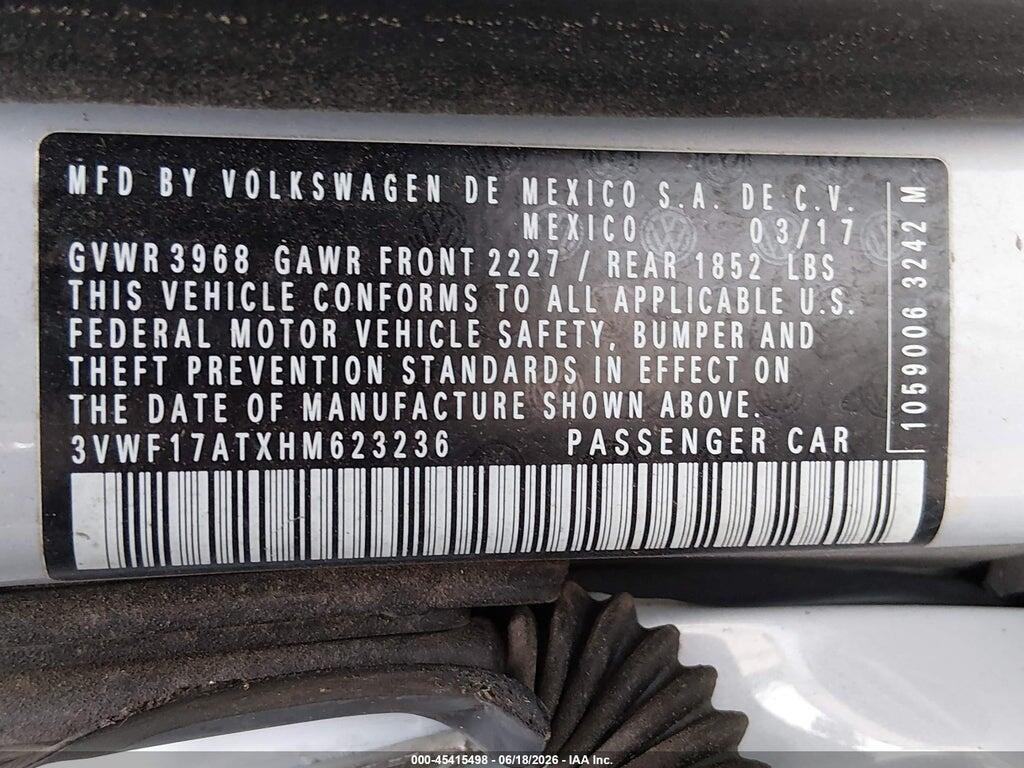 3VWF17ATXHM623236 2017 VOLKSWAGEN BEETLE photo no. 9