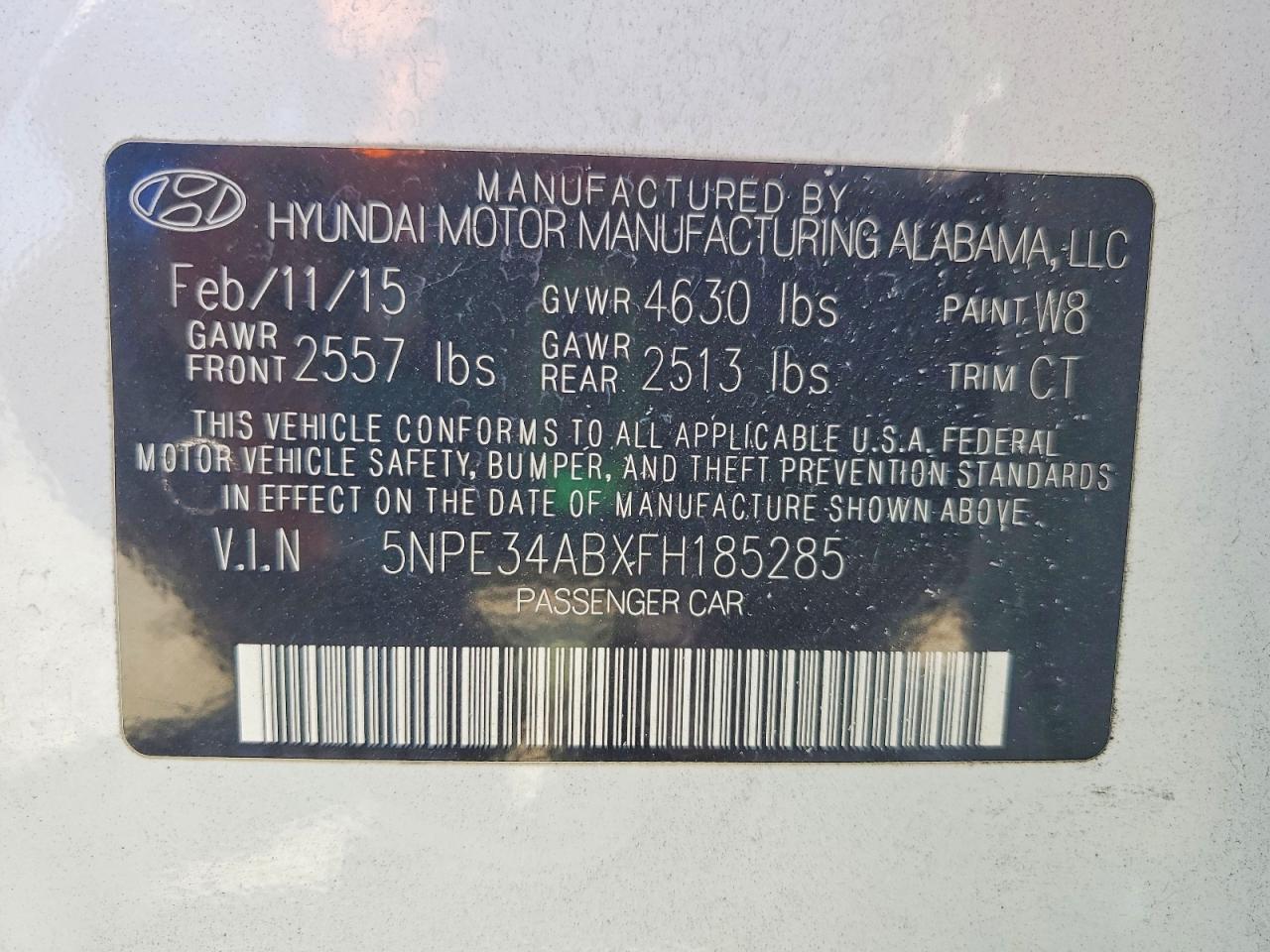 2015 HYUNDAI SONATA LIMITED 2.0T — Фото 12 из 12