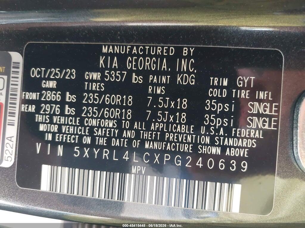 5XYRL4LCXPG240639 2023 KIA SORENTO photo no. 9