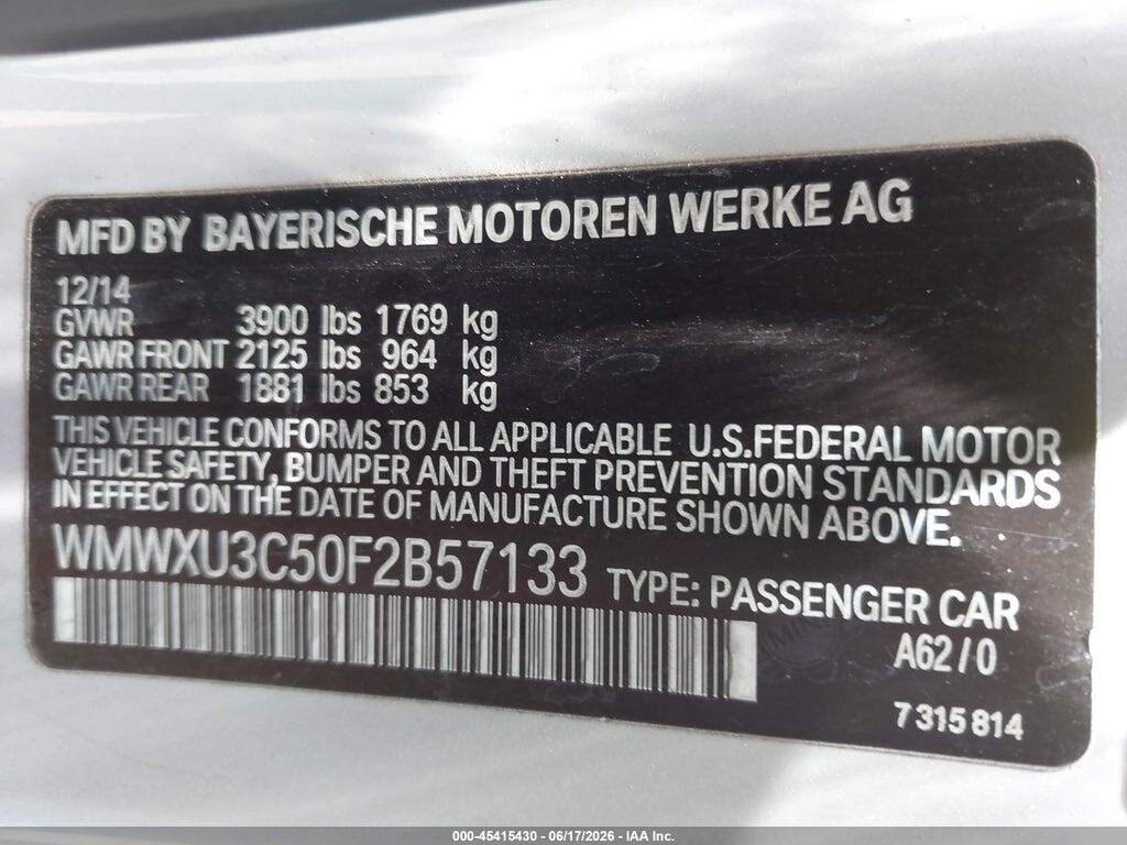 WMWXU3C50F2B57133 2015 MINI HARDTOP photo no. 9