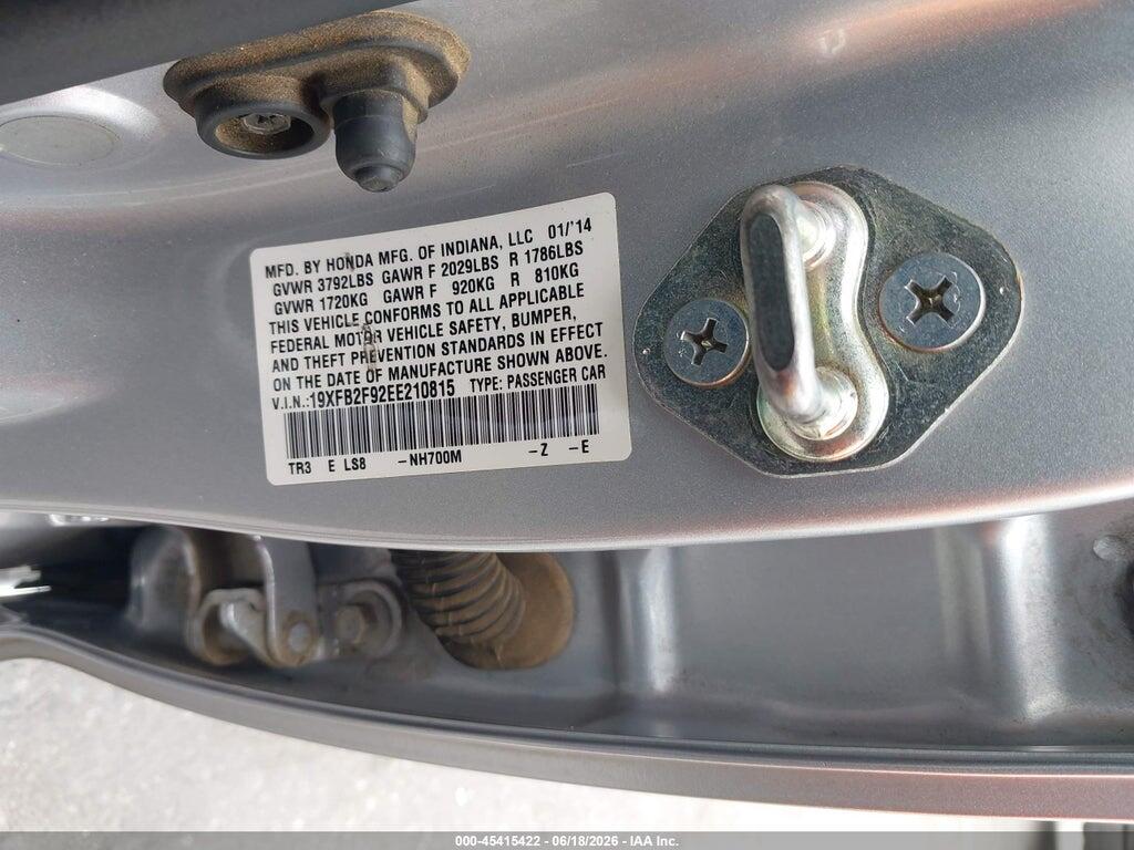19XFB2F92EE210815 2014 HONDA CIVIC photo no. 9