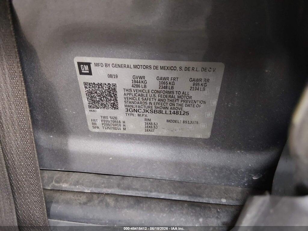 3GNCJKSB8LL148125 2020 CHEVROLET TRAX photo no. 9