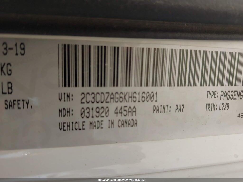 2C3CDZAG6KH616001 2019 DODGE CHALLENGER photo no. 9