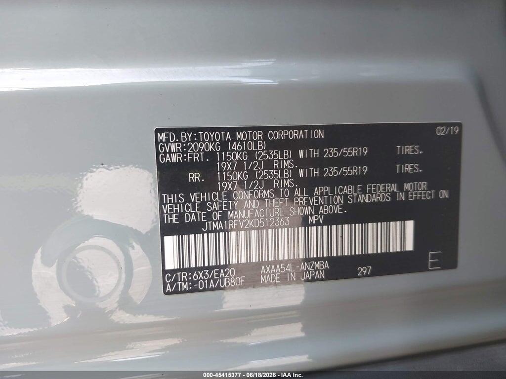 JTMA1RFV2KD512363 2019 TOYOTA RAV4 photo no. 9