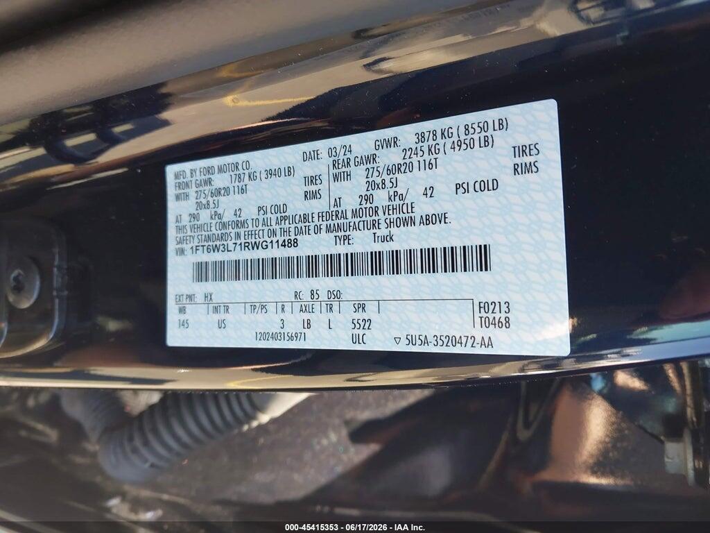 1FT6W3L71RWG11488 2024 FORD F-150 LIGHTNING photo no. 9