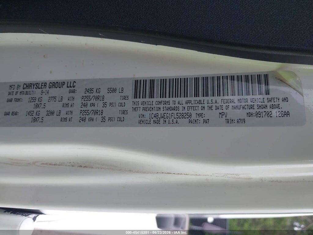 1C4BJWEG1FL528250 2015 JEEP WRANGLER UNLIMITED photo no. 9