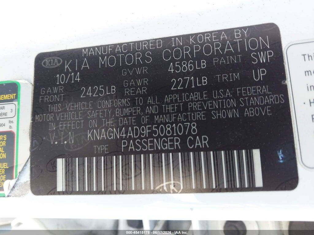 KNAGN4AD9F5081078 2015 KIA OPTIMA HYBRID photo no. 9