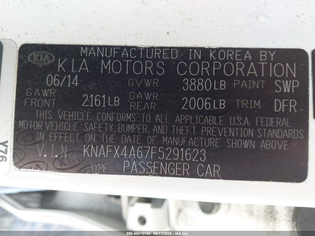 KNAFX4A67F5291623 2015 KIA FORTE photo no. 9