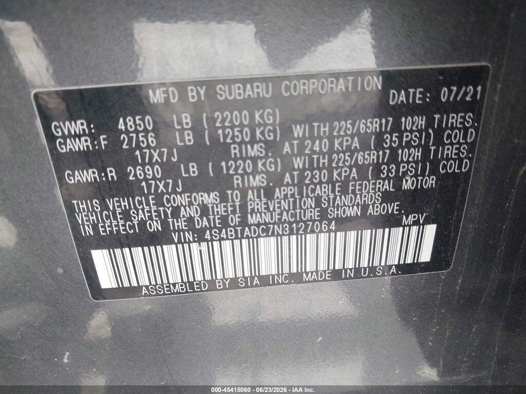 4S4BTADC7N3127064 2022 SUBARU OUTBACK photo no. 9