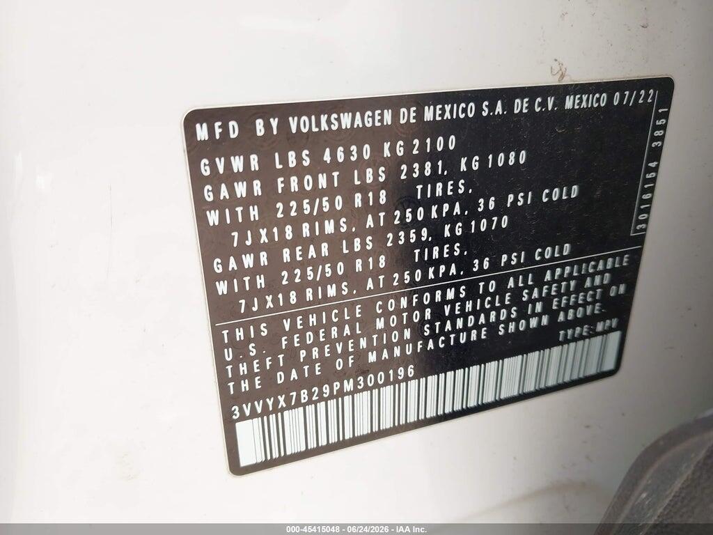3VVYX7B29PM300196 2023 VOLKSWAGEN TAOS photo no. 9