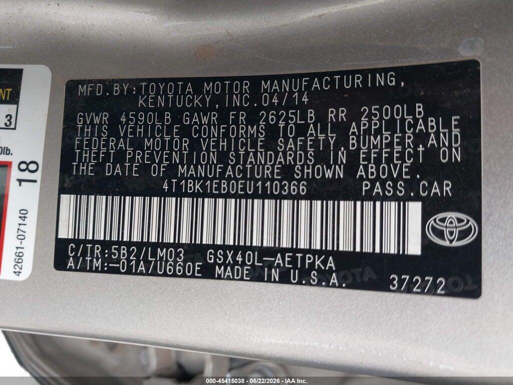 4T1BK1EB0EU110366 2014 TOYOTA AVALON photo no. 9