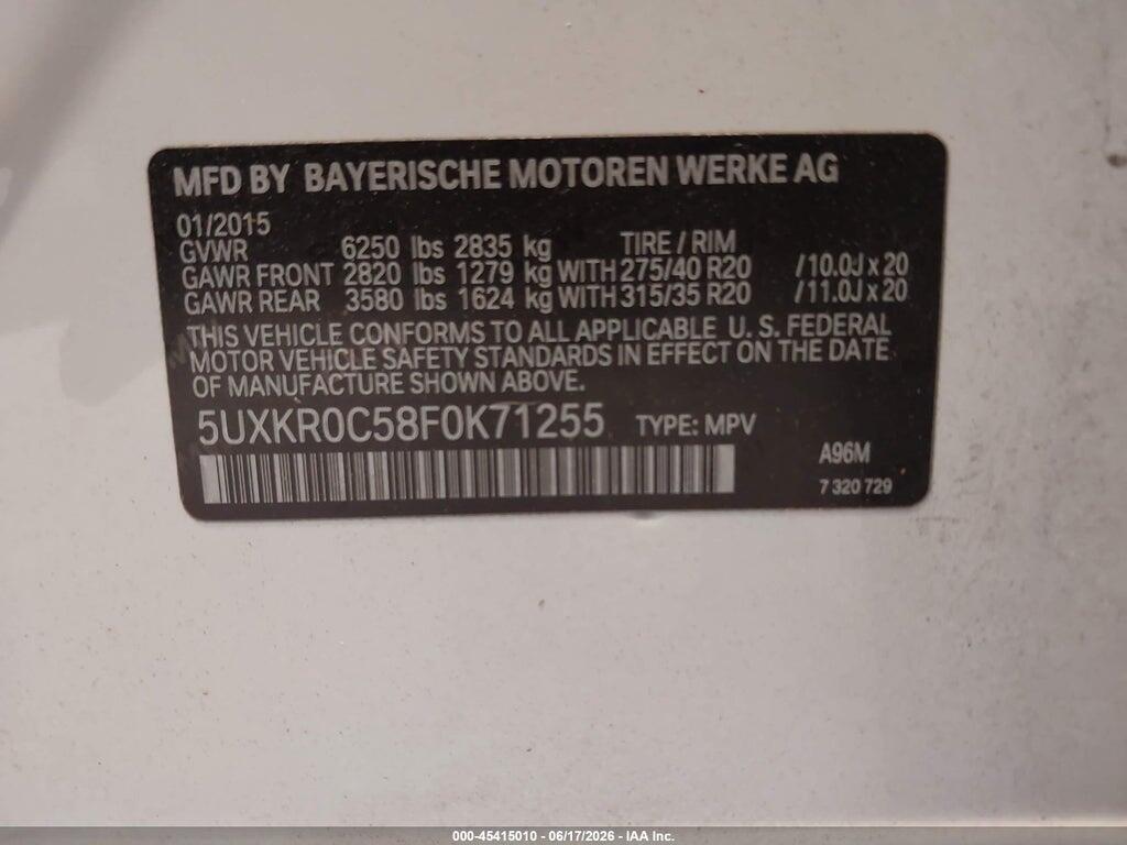 5UXKR0C58F0K71255 2015 BMW X5 photo no. 9