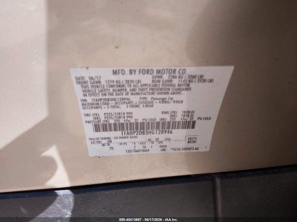 1FAHP2D83HG128946 2017 FORD TAURUS photo no. 9