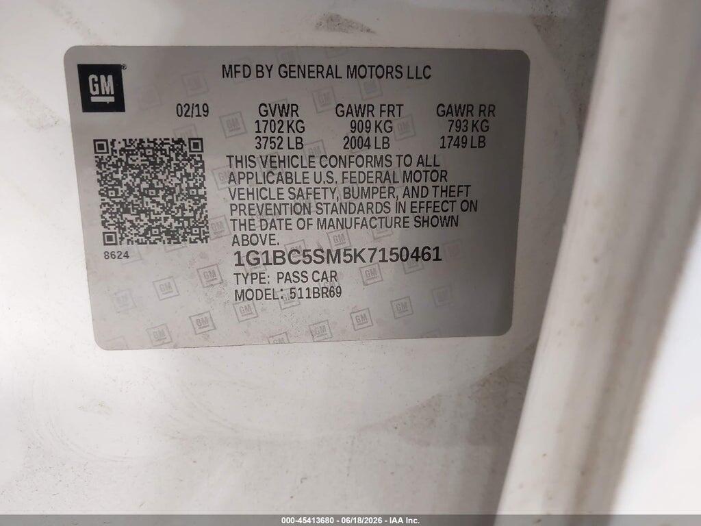 1G1BC5SM5K7150461 2019 CHEVROLET CRUZE photo no. 9