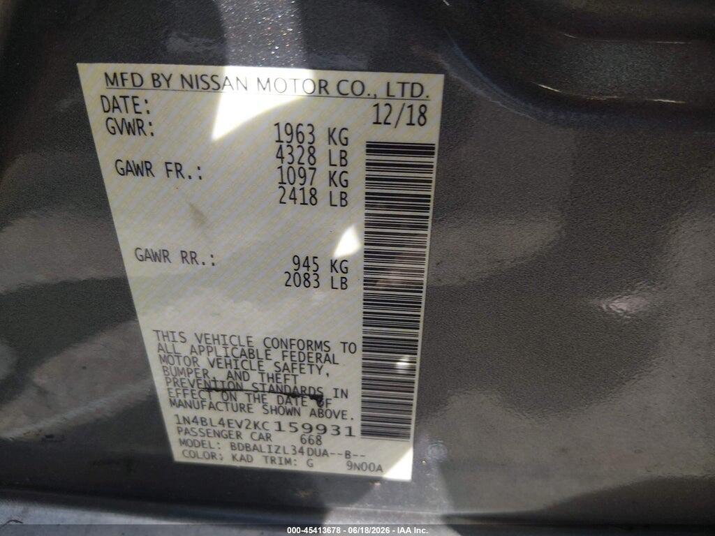 1N4BL4EV2KC159931 2019 NISSAN ALTIMA photo no. 9