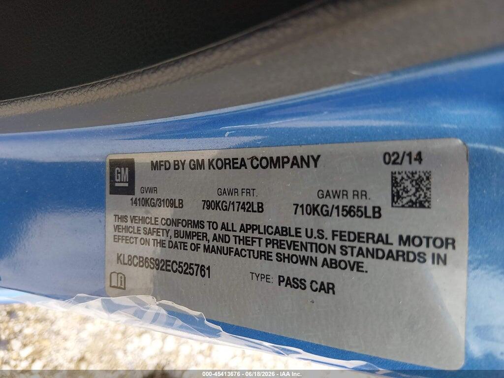 KL8CB6S92EC525761 2014 CHEVROLET SPARK photo no. 9