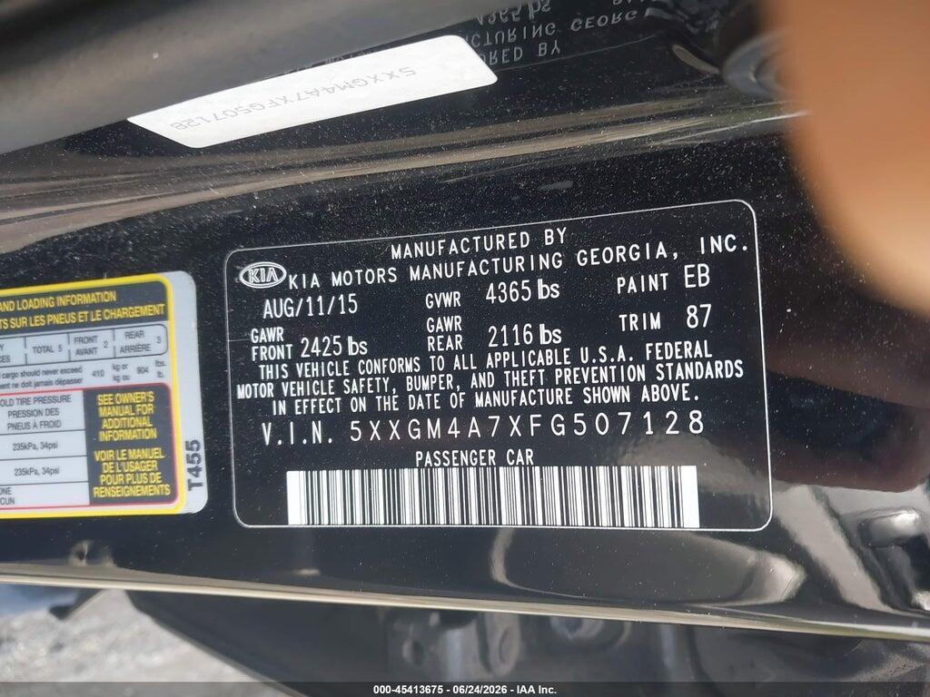 5XXGM4A7XFG507128 2015 KIA OPTIMA photo no. 9