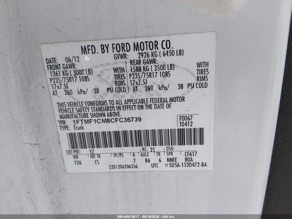 1FTMF1CM8CFC36739 2012 FORD F-150 photo no. 9
