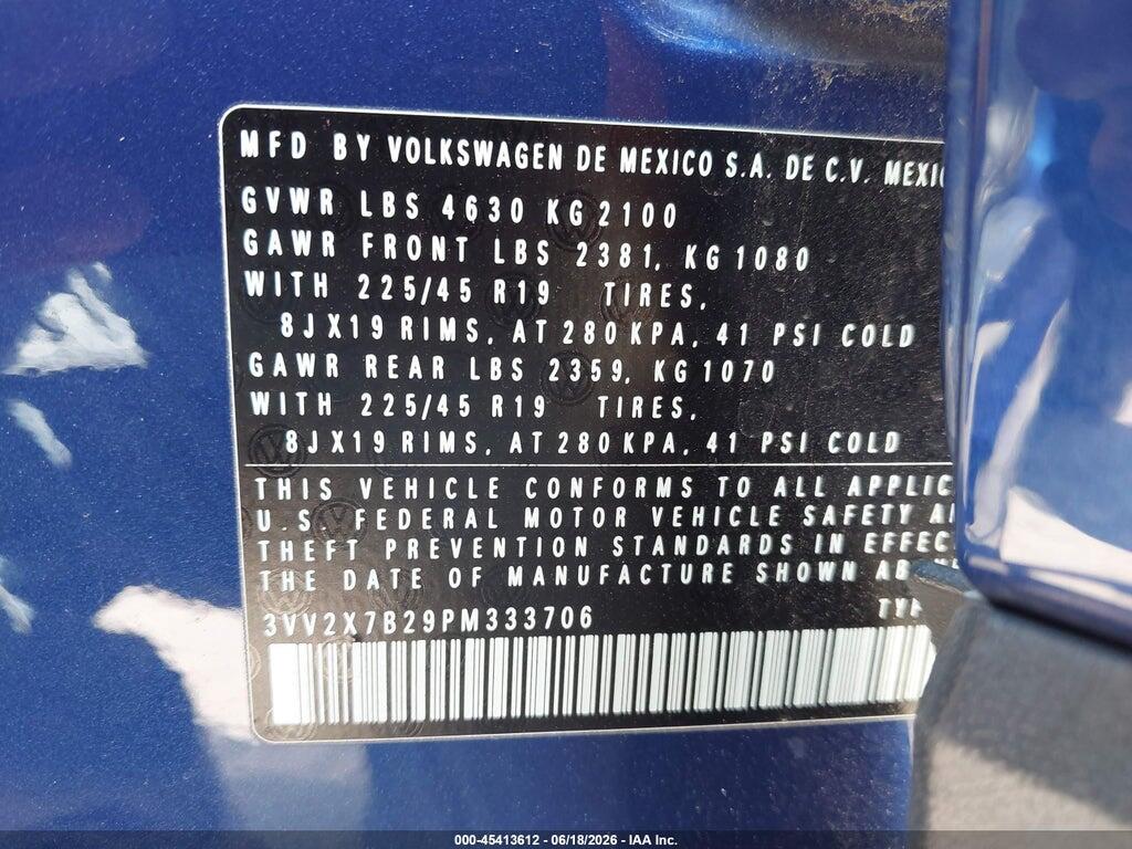 3VV2X7B29PM333706 2023 VOLKSWAGEN TAOS photo no. 9