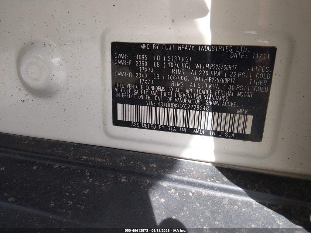 4S4BRDKCXC2228248 2012 SUBARU OUTBACK photo no. 9
