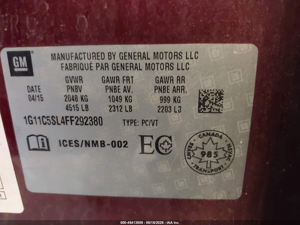 1G11C5SL4FF292380 2015 CHEVROLET MALIBU photo no. 9